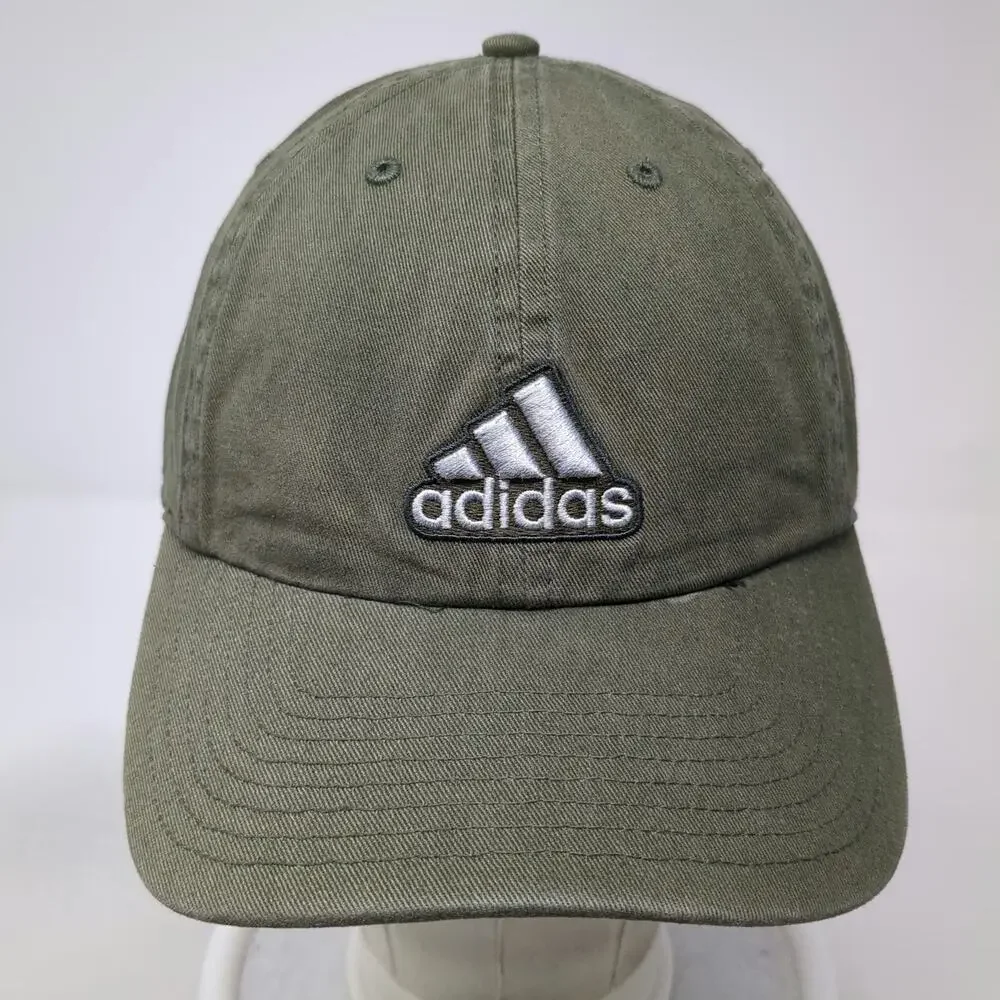 Adidas Baseball Cap Green One Size Adjustable Embroidered Logo Cotton Sport Hat